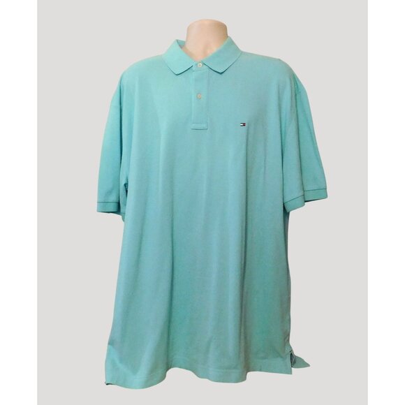 Tommy Hilfiger Polo Shirt Classic Fit XXL Aqua Blue Logo Embroidered NWT - Picture 1 of 5